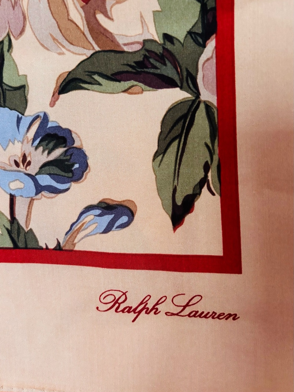 VTG 1980’s Ralph Lauren Polo Golden Morning Glory Rose 100% Silk Scarf 35" - Picture 3 of 4